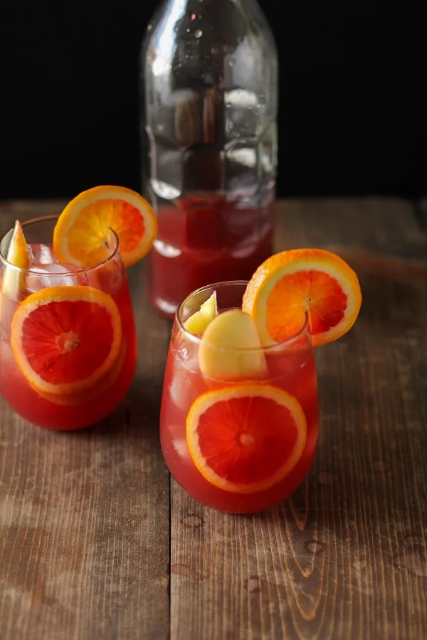 Winter Sangria with Pomegranate, Blood Oranges, and Apples | theroastedroot.net #cocktail #wine #recipe @roastedroot