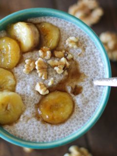 Bananas Foster Chia Seed Pudding - a healthy dessert made cane sugar free! #paleo #glutenfree