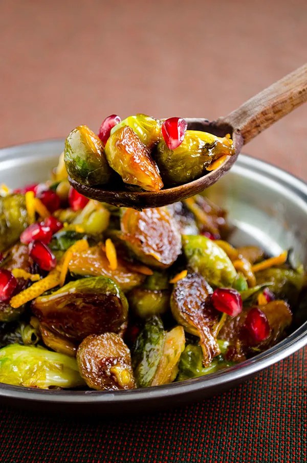 Citrus Caramelized Brussels Sprouts with Pomegranate from Give a Recipe