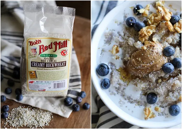 Superfood Blueberry Buckwheat Porridge with walnuts, chia seeds, almond butter, and coconut milk | theroastedroot.net #paleo #glutenfree #sugarfree #breakfast #recipe @bobsredmill @roastedroot