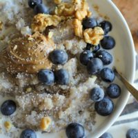 Superfood Blueberry Buckwheat Porridge with walnuts, chia seeds, almond butter, and coconut milk | theroastedroot.net #paleo #glutenfree #sugarfree #breakfast #recipe @bobsredmill @roastedroot