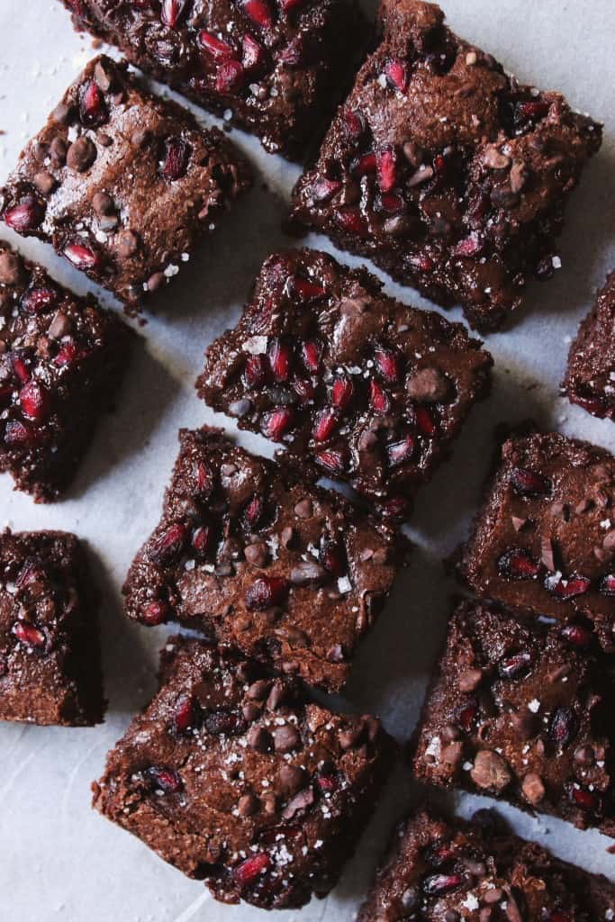 Pomegranate Brownies with Cacao Nibs and Sea Salt from With Food & Love