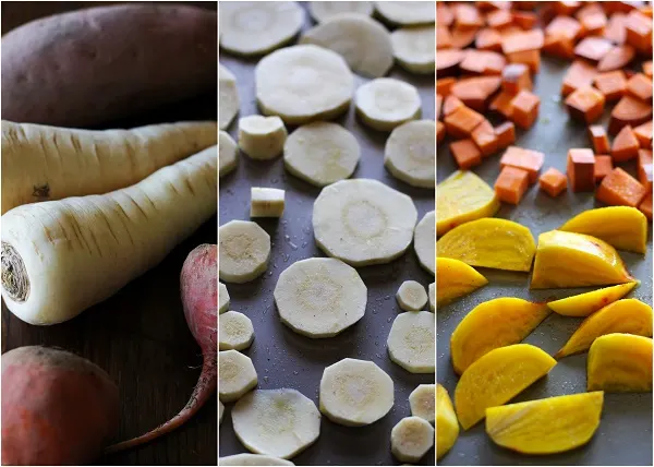 Roasted Root Vegetable Buddha Bowls with Maple Cinnamon Tahini Dressing | theroastedroot.net #vegan #recipe #eattherainbow