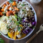 Roasted Root Vegetable Buddha Bowls with Maple Cinnamon Tahini Dressing | theroastedroot.net #vegan #recipe #eattherainbow