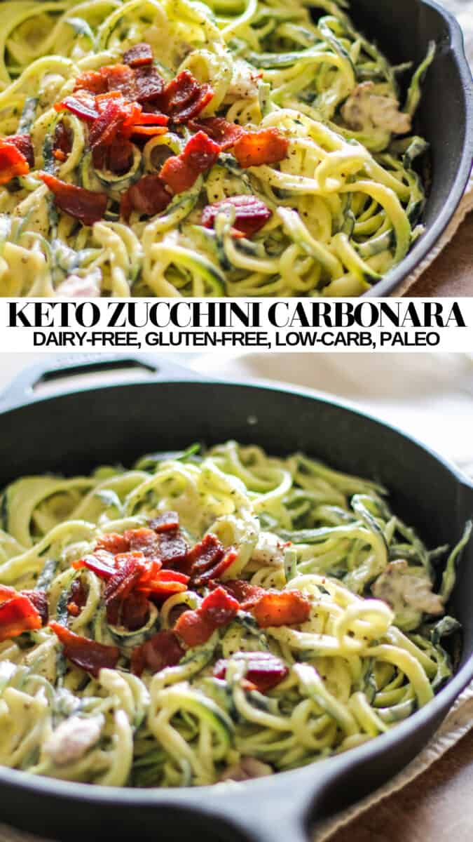 Paleo Zucchini Carbonara - low-carb, keto, whole30, dairy-free, gluten-free