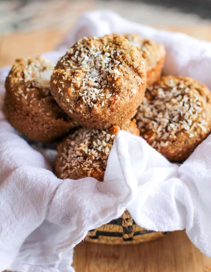 Grain-Free Carrot Cake Muffins (paleo) made with almond flour for a healthy breakfast or treat | TheRoastedRoot.com