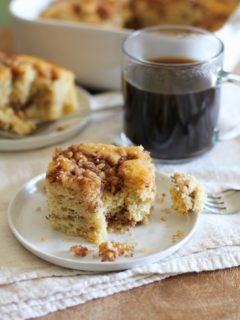 Paleo Coffee Cake - grain-free and refined sugar-free made with coconut flour, arrowroot flour, and pure maple syrup | theroastedroot.net #glutenfree #healthy #breakfast #brunch #recipe