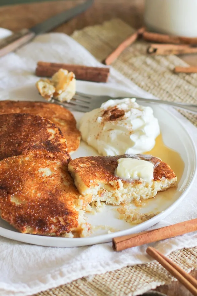 Cinnamon Swirl Paleo Pancakes | theroastedroot.net Made using almond flour and coconut sugar for a healthy yet delicious breakfast #brunch #paleo #glutenfree #pancakes