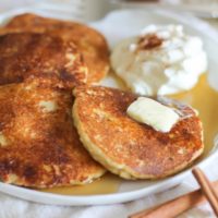 Cinnamon Swirl Paleo Pancakes | theroastedroot.net Made using almond flour and coconut sugar for a healthy yet delicious breakfast #brunch #paleo #glutenfree #pancakes