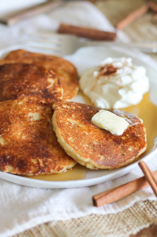 Cinnamon Swirl Paleo Pancakes | theroastedroot.net Made using almond flour and coconut sugar for a healthy yet delicious breakfast #brunch #paleo #glutenfree #pancakes
