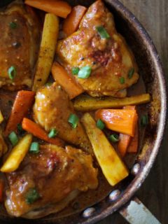 Coconut Harissa Curry Braised Chicken with Root Vegetables | theroastedroot.net #paleo #healthy #recipe