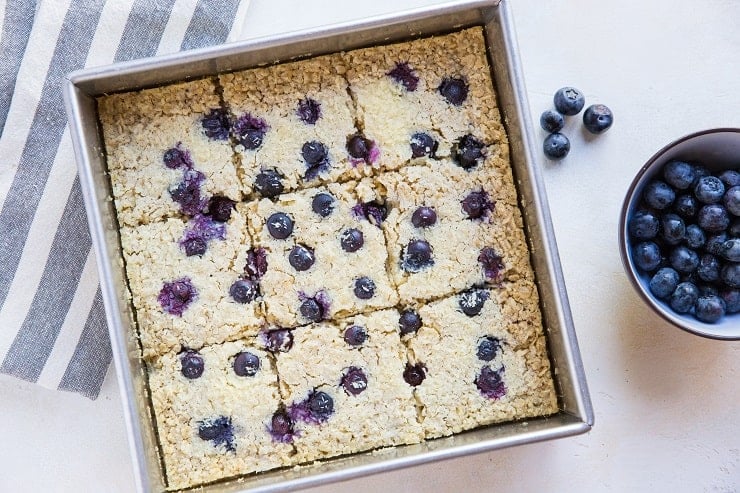 Blueberry Baked Oatmeal - Dairy-Free, Refined Sugar-Free, Gluten-Free, and healthy! | theroastedroot.net #brunch #breakfast #recipe @roastedroot