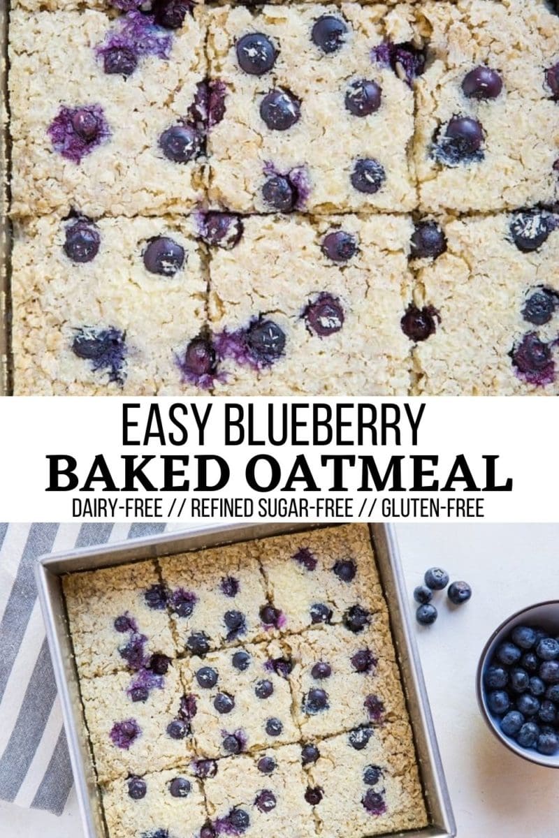 Pinterest collage for blueberry baked oatmeal