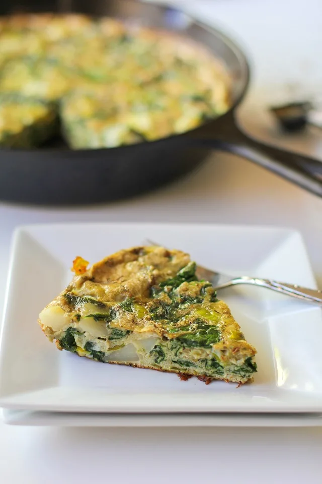 Spinach, Leek, and Potato Frittata | theroastedroot.net #brunch #recipe #paleo @foodfanatical @dreamfarm