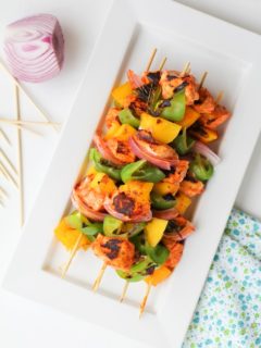 Harissa Teriyaki Grilled Chicken Skewers with Mango | theroastedroot.net #grilled #bbq #healthy @roastedroot