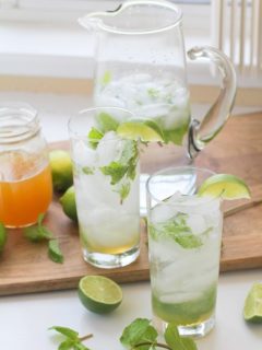 Honey Mint Mojitos - naturally sweetened and easy to make! | theroastedroot.net#sugarfree #cocktail #recipe