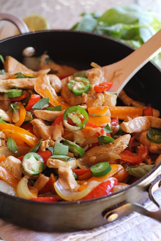 Thai Basil Chicken Stir Fry with Ginger Peanut Sauce The