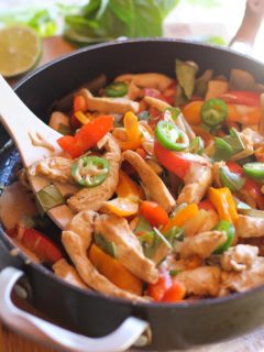 Thai Basil Chicken Stir Fry with Ginger Peanut Sauce | theroastedroot.net #recipe #healthy @roastedroot