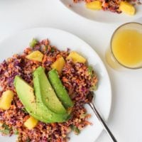 Tropical Rainbow Vegetable Rice with Red Cabbage, Golden Beets, Carrots, and Pineapple Coconut Tahini | theroastedroot.net