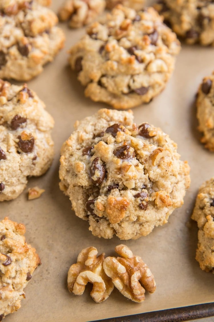 Almond Flour Chocolate Chip Cookies with Walnuts - The Roasted Root