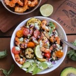 Grilled Red Curry Shrimp Bowls with Grilled Zucchini, Yellow Squash, and Basil Yogurt Sauce | theroastedroot.net #healthy #dinner #recipe