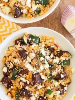 Grilled Zucchini, Corn, and Beet Quinoa Salad with Lime Dressing | theroastedroot.net #vegetarian #recipe #healthy #paleo