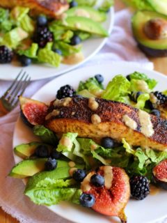 Broiled Salmon and Fig Salad with Blueberries, Blackberries, Avocado, and Green Goddess Dressing | theroastedroot.net #recipe #dinner #healthy