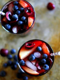 Cherry Blueberry Apple Sangria | TheRoastedRoot.net #cocktail #recipe