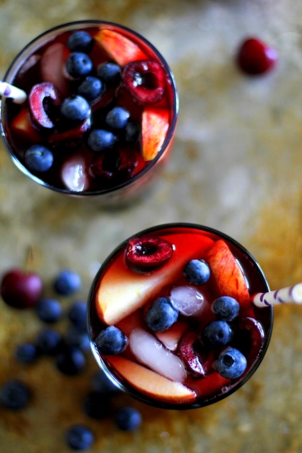Cherry Blueberry Apple Sangria | TheRoastedRoot.net #cocktail #recipe