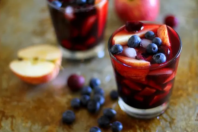 Cherry Blueberry Apple Sangria | TheRoastedRoot.net #cocktail #recipe