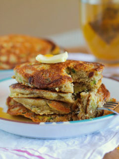 Gluten-Free Zucchini Pancakes | TheRoastedRoot.net #healthy #recipe #breakfast