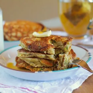 Gluten-Free Zucchini Pancakes | TheRoastedRoot.net #healthy #recipe #breakfast