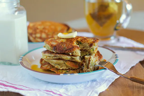 Gluten-Free Zucchini Pancakes | TheRoastedRoot.net #healthy #recipe #breakfast