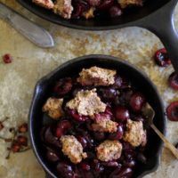 Grain-Free Cherry Crumble - a paleo dessert that's healthy enough for breakfast | theroastedroot.net #vegan #recipe #healthy #glutenfree #sugarfree