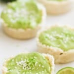 No-Bake Vegan Key Lime Tarts - made with avocado, coconut oil, and maple syrup! | theroastedroot.net #paleo #healthy #dessert #recipe #dairyfree