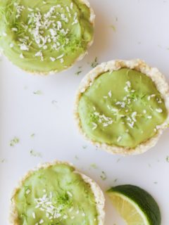 No-Bake Vegan Key Lime Tarts - made with avocado, coconut oil, and maple syrup! | theroastedroot.net #paleo #healthy #dessert #recipe #dairyfree