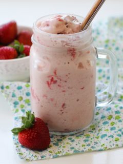 Roasted Strawberry Coconut Milk Ice Cream - naturally sweetened (sugar-free) and vegan | TheRoastedRoot.net #healthy #dessert #recipe #dairyfree