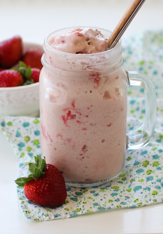 Roasted Strawberry Coconut Milk Ice Cream - naturally sweetened (sugar-free) and vegan | TheRoastedRoot.net #healthy #dessert #recipe #dairyfree