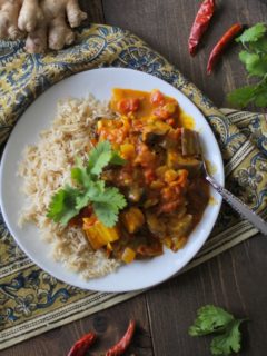 Roasted Eggplant and Mushroom Curry | TheRoastedRoot.net #vegan #vegetarian #recipe #dinner #healthy