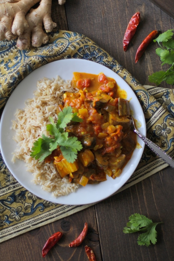 Roasted Eggplant and Mushroom Curry | TheRoastedRoot.net #vegan #vegetarian #recipe #dinner #healthy
