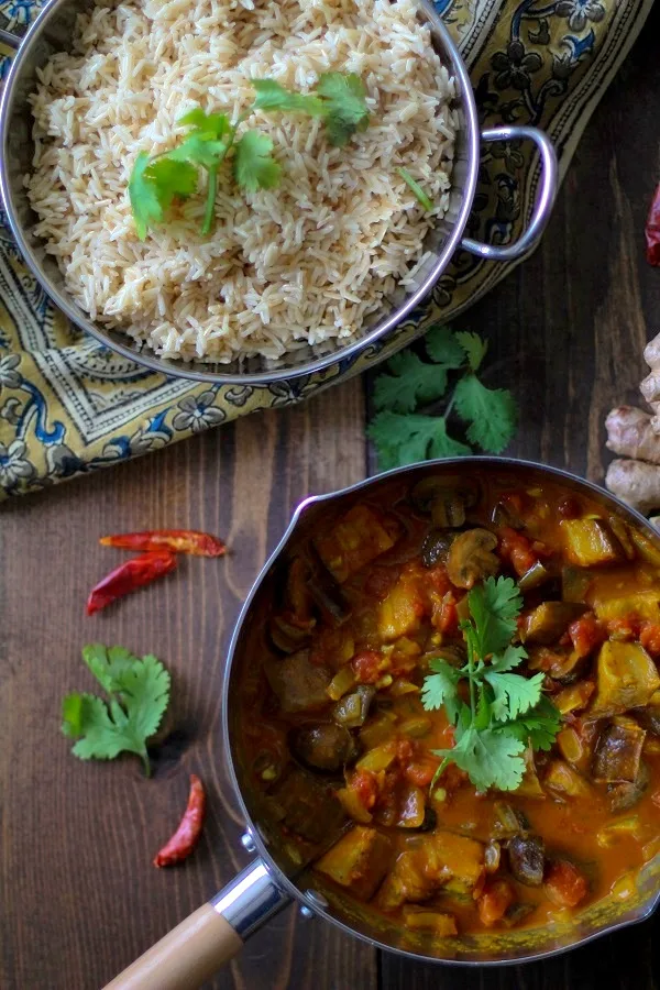 Roasted Eggplant and Mushroom Curry | TheRoastedRoot.net #vegan #vegetarian #recipe #dinner #healthy