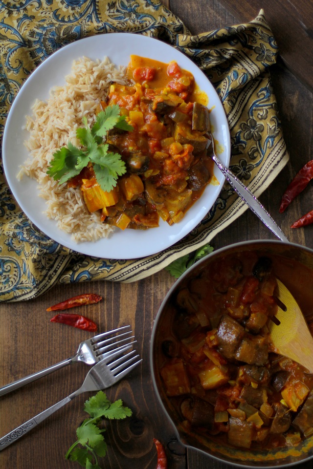 Roasted Eggplant and Mushroom Curry | TheRoastedRoot.net #vegan #vegetarian #recipe #dinner #healthy
