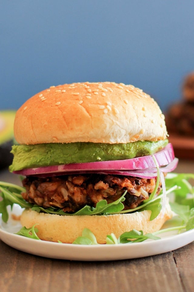 Spicy Black Bean Veggie Burgers | theroastedroot.net #healthy #vegan #vegetarian #recipe