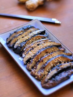 Balsamic-Ginger Grilled Portobello Mushrooms - a healthy side dish or appetizer | TheRoastedRoot.net #vegetarian #recipe #vegan #healthy