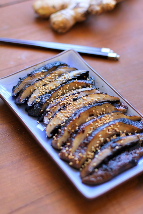 Balsamic-Ginger Grilled Portobello Mushrooms - a healthy side dish or appetizer | TheRoastedRoot.net #vegetarian #recipe #vegan #healthy