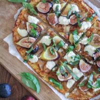 Caramelized Onion, Fig, and Ricotta Pizza on Cauliflower Pizza Crust - gluten-free, grain-free, healthy