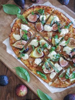 Caramelized Onion, Fig, and Ricotta Pizza on Cauliflower Pizza Crust - gluten-free, grain-free, healthy