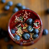 Cherry Berry Ginger Smoothie with Cashew Butter | TheRoastedRoot.net #healthy #breakfast #recipe #paleo #vegan