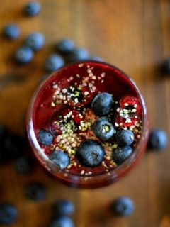 Cherry Berry Ginger Smoothie with Cashew Butter | TheRoastedRoot.net #healthy #breakfast #recipe #paleo #vegan