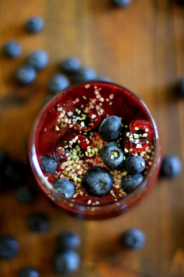 Cherry Berry Ginger Smoothie with Cashew Butter | TheRoastedRoot.net #healthy #breakfast #recipe #paleo #vegan